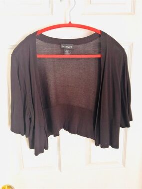 Lane Bryant Black Cropped Open-Front Shrug